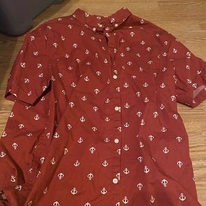 Anchor Carbon Button Up Short Sleeve Shirt